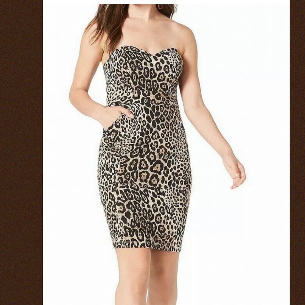 B darling strapless leopard print dress size 7